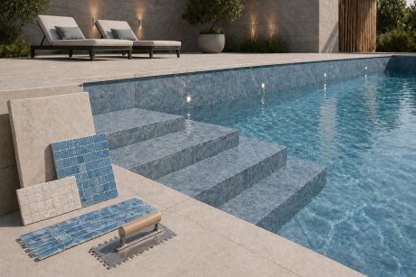 Hochwertige Poolverfliesung mit Schwimmbadmosaik – Poolarbeiten von deinplattenleger.ch GmbH
