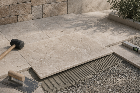 Verlegung von Natursteinplatten auf Boden und Wand – zeitlose Eleganz mit Marmor und Granit